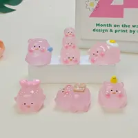 夜光猪 中号树脂小粉猪手工装饰桌面车载小摆件高级感工艺品公仔 