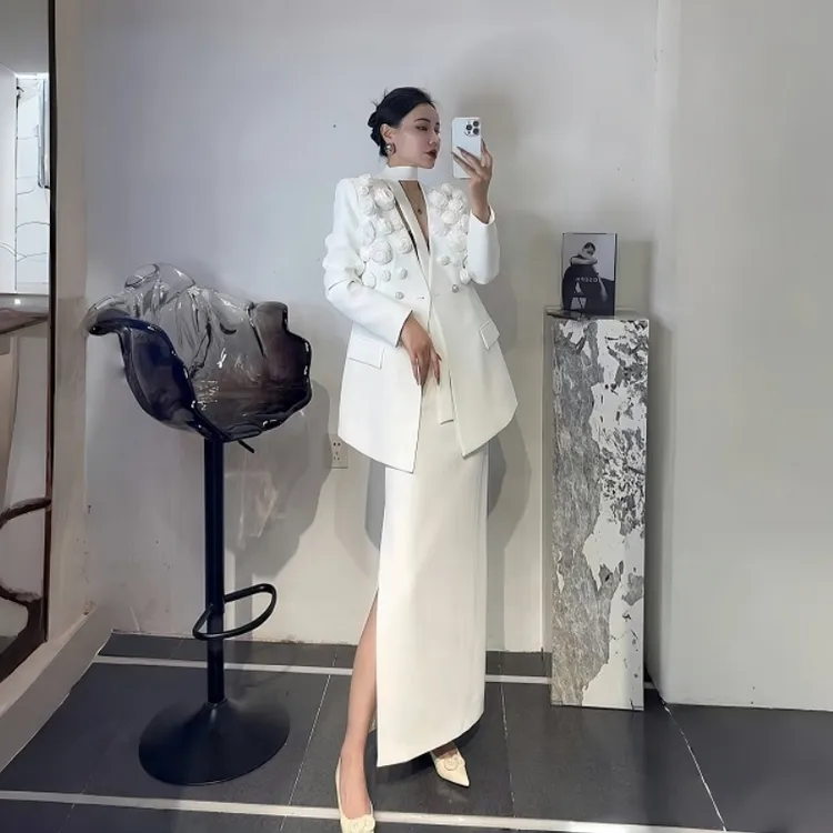 西装套装裙职业女裙套装显瘦网红洋气西服高腰半身裙轻奢两件套女