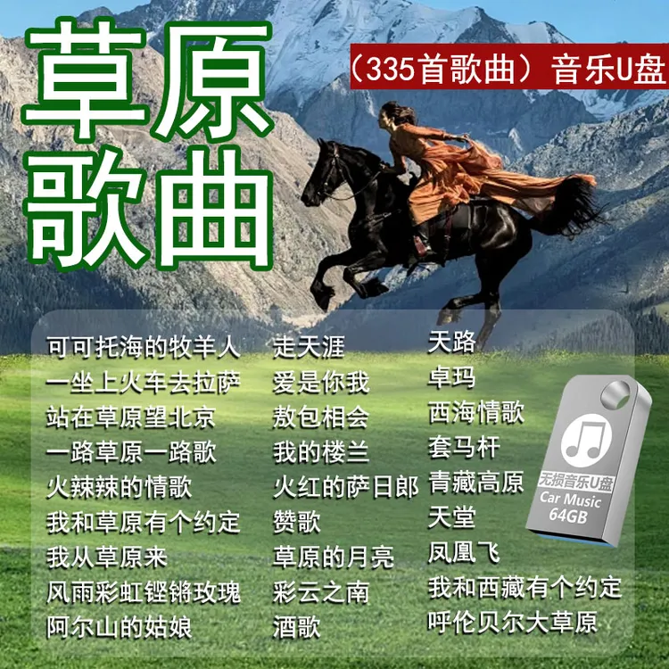 汽车载草原歌曲音乐U盘天籁之音民歌usb经典高原情歌藏歌MP3优盘