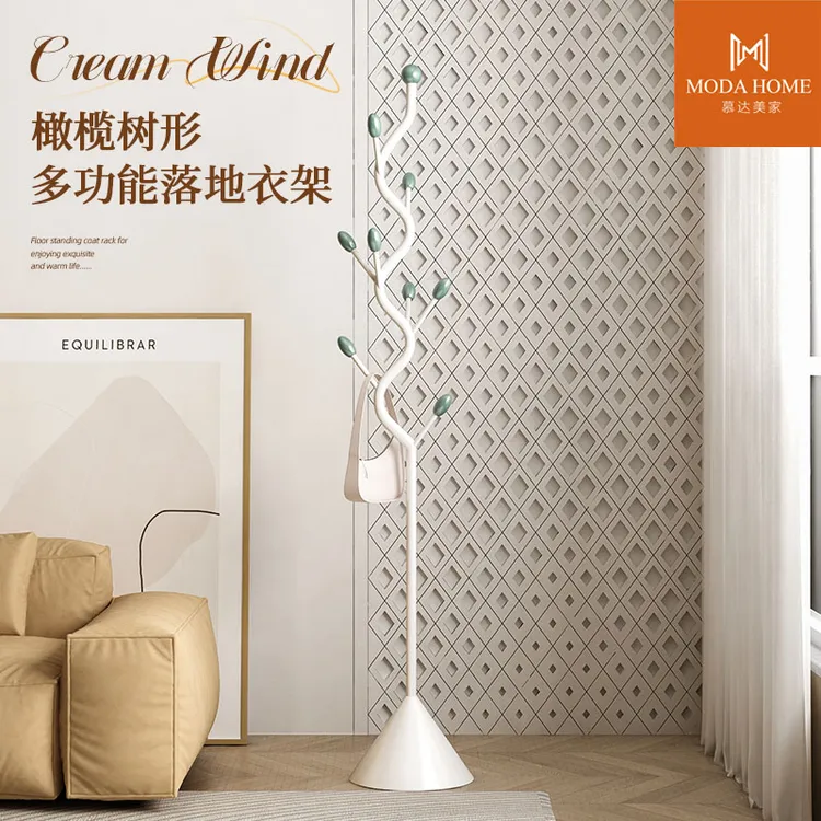 简约橄榄树衣帽架奶油风立式小型卧室转角轻奢家用衣架子落地式商品图