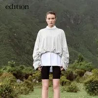 【赵老板专属】edition高能感小众叠褶长袖短卫衣#EBC3SWS001
