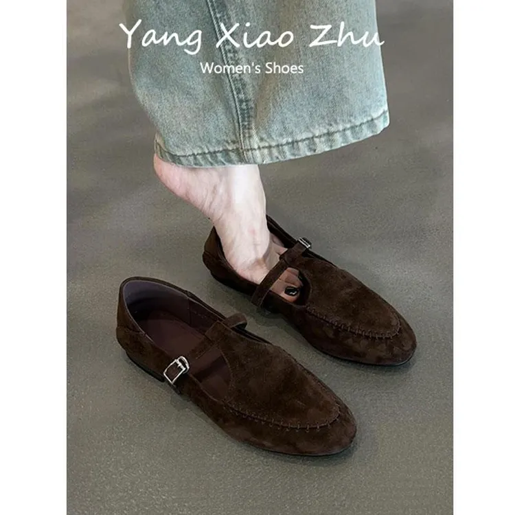 【DcSU奢品】皮法式复古丁字带乐福鞋女2025新款舒适百搭圆头平底