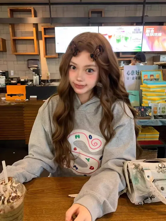 大码300斤美式复古彩色字母印花连帽卫衣秋冬百搭慵懒感情侣外套