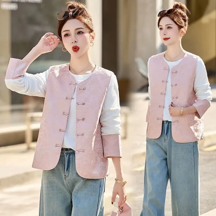 新中式盘扣提花国风马甲