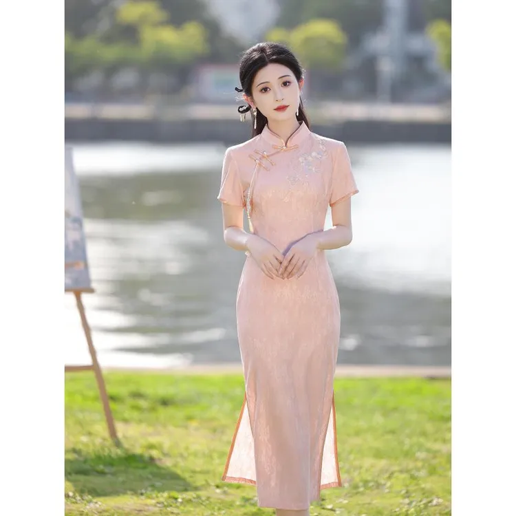 FAVMARTHA粉色旗袍2025新款夏季高端改良年轻款少女新中式日常可