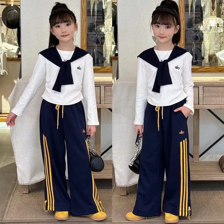 女童春秋季休闲阔腿套装2025新款洋气时尚女孩中大童宽松百搭套装