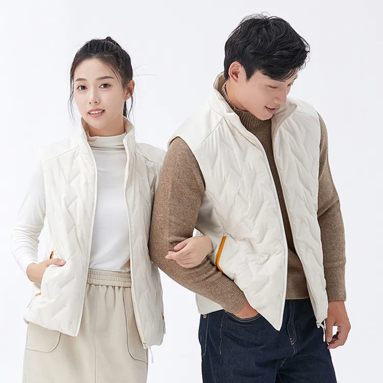 纯色情侣棉衣外套背心男女款超声波无缝夹棉加棉保暖立领外套男士