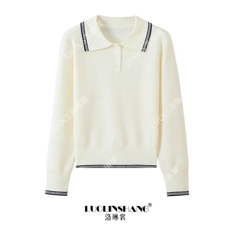miu系2025秋季新款polo长袖运动休闲翻领撞色洋气百搭针织衫女