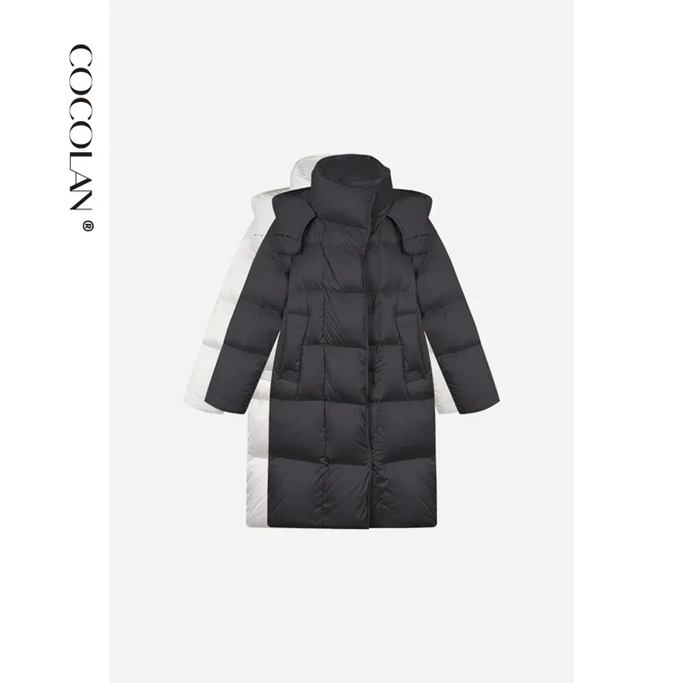 COCOLAN【柔珠鹅绒】95白鹅绒连帽长款大被子羽绒服女CL8YR8999