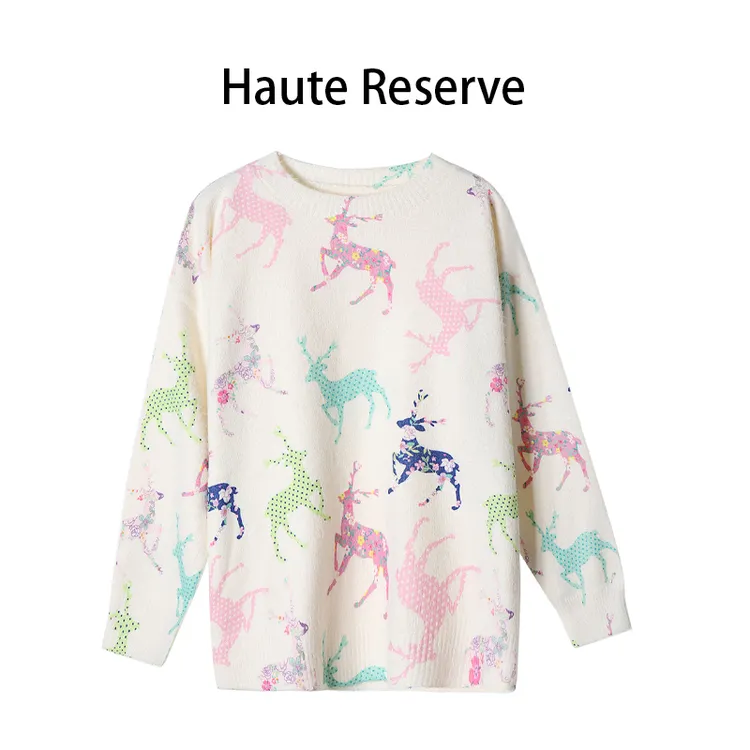 【BOSS姐】高端奢品麋鹿印花水貂绒轻奢毛衣