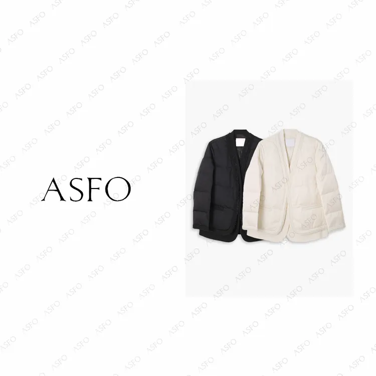 【AS光尘】25新高级气质百搭串珠拼接门襟假两件鹅绒服AS25DXZ00665