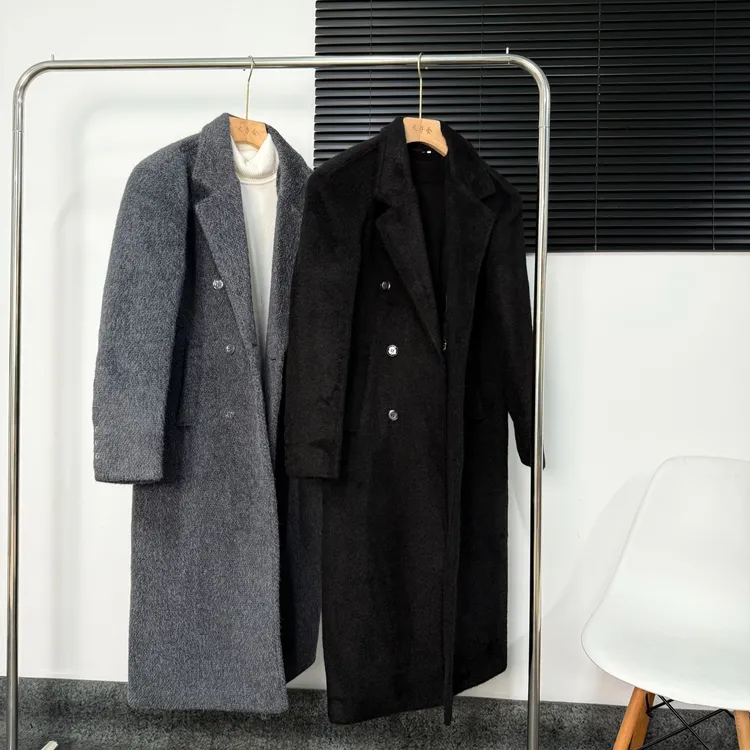 （冬日巴黎）男士加棉韩版毛呢羊绒时尚加长大衣秋冬潮流宽松欧美风