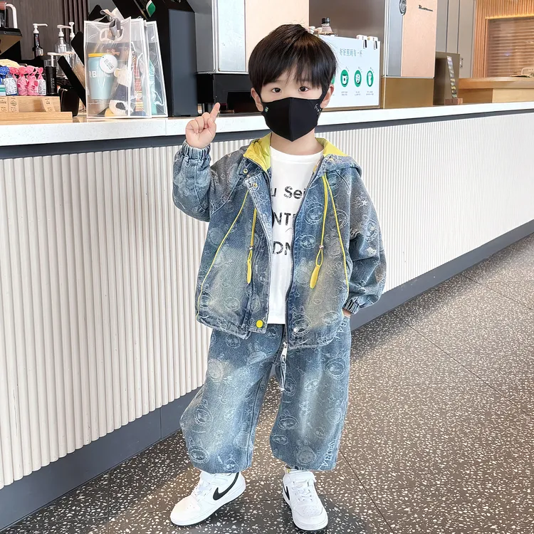 男童套装秋季儿童牛仔衣服2025新款帅气时髦男孩宝宝春秋款两件套