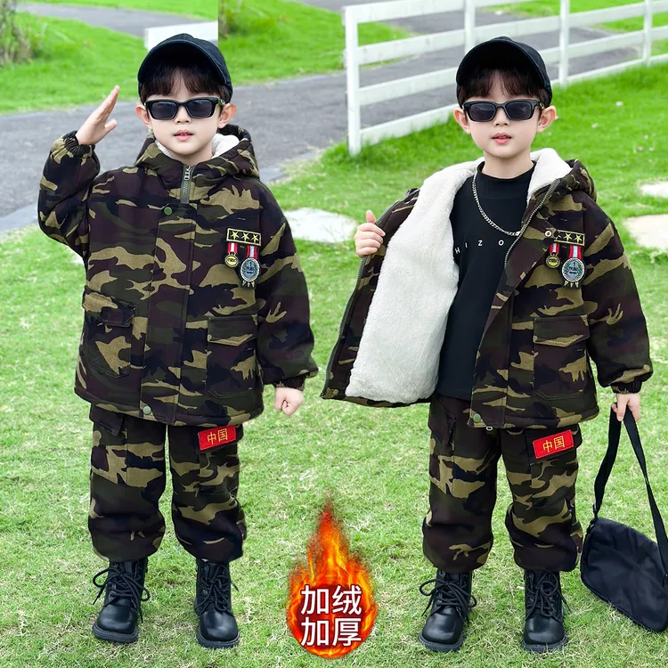 儿童冬季加绒特种兵王迷彩服1-8岁9男童加厚陆军服幼儿演出服套装