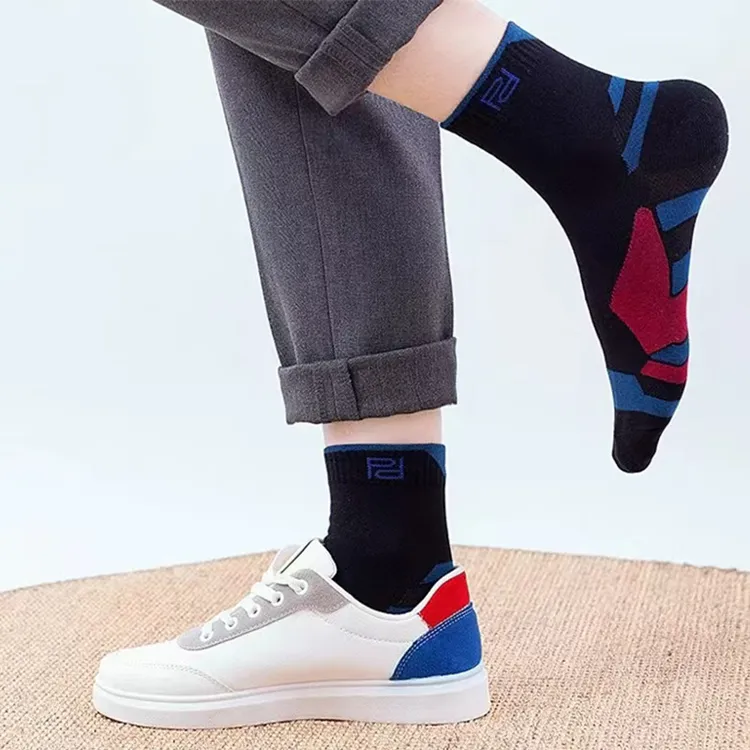 防滑骑行袜全棉袜子男士吸汗2025运动袜秋冬透气跑步袜子篮球中筒