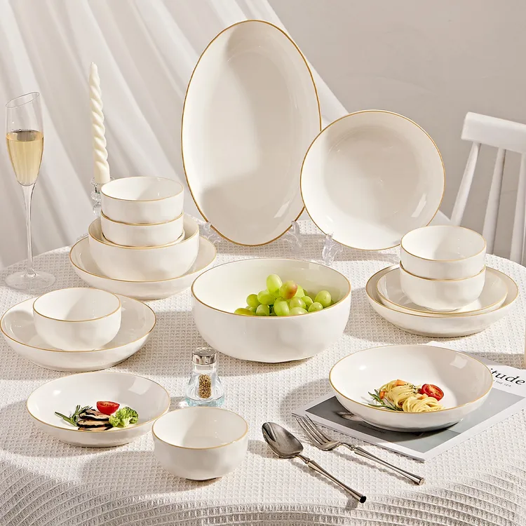 高级感餐具套装碗家用2025新款高颜值釉下彩碗盘套装家用乔迁新居