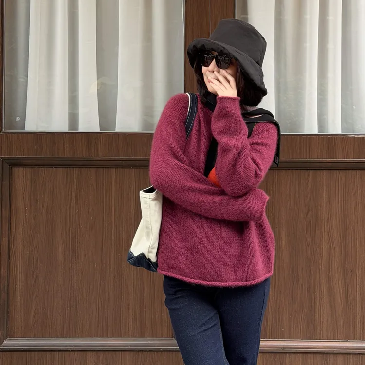 Ms.Qnn“莫奈画室” 康宝莱花纱100山羊绒雾感卷边毛衣 52T853 Q姐