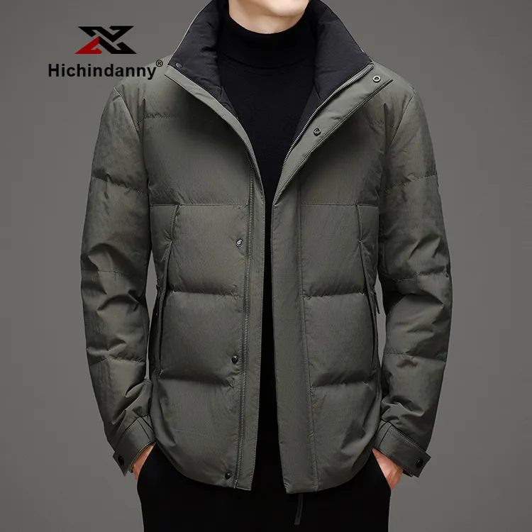 HICHIN白鸭绒羽绒服男士冬季新款加厚短款运动休闲立领冬装外套