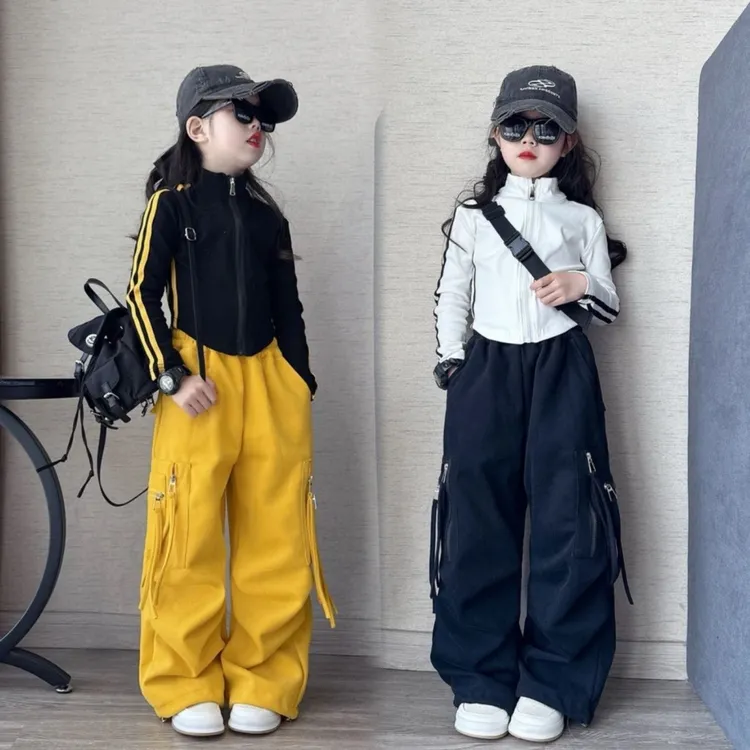 女童春装时尚外套2025套装新款洋气儿童工装裤休闲女孩春秋两件套