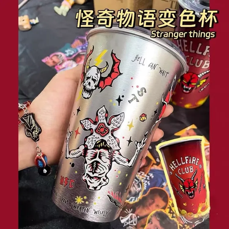 【怪奇物语】联名款食品级奇趣特色遇冷变色 网红周边变色水杯冷变
