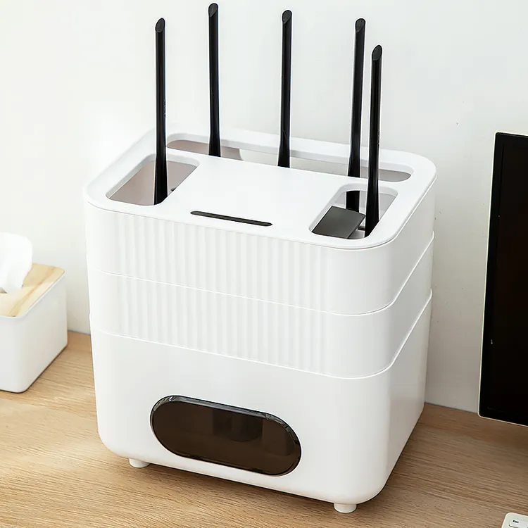 wifi路由器收纳盒客厅桌面电视机顶盒置物架无线网宽带光猫放置盒