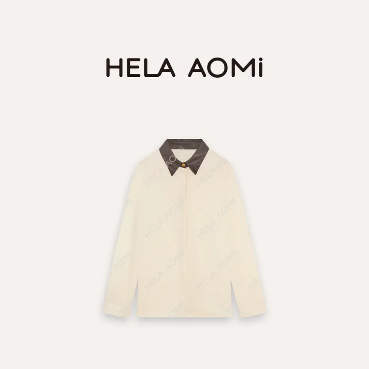 HELA AOMI “拼皮衬衫”绵羊毛莱赛尔异领设计老钱风衬衫CY5CM12510