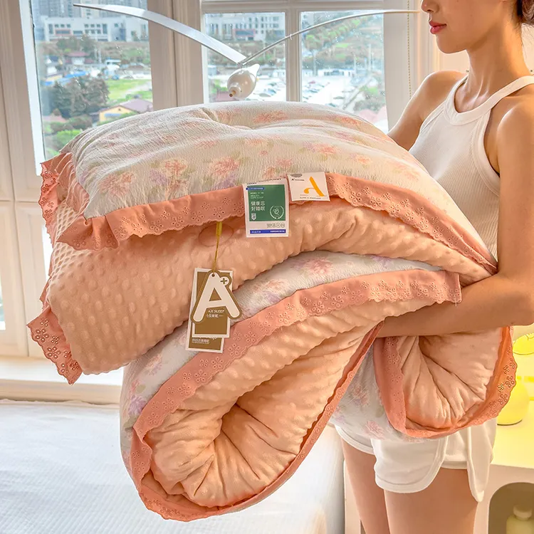 花边豆豆绒被子秋冬款宿舍冬被被芯季床上用品加厚保暖印花春秋被