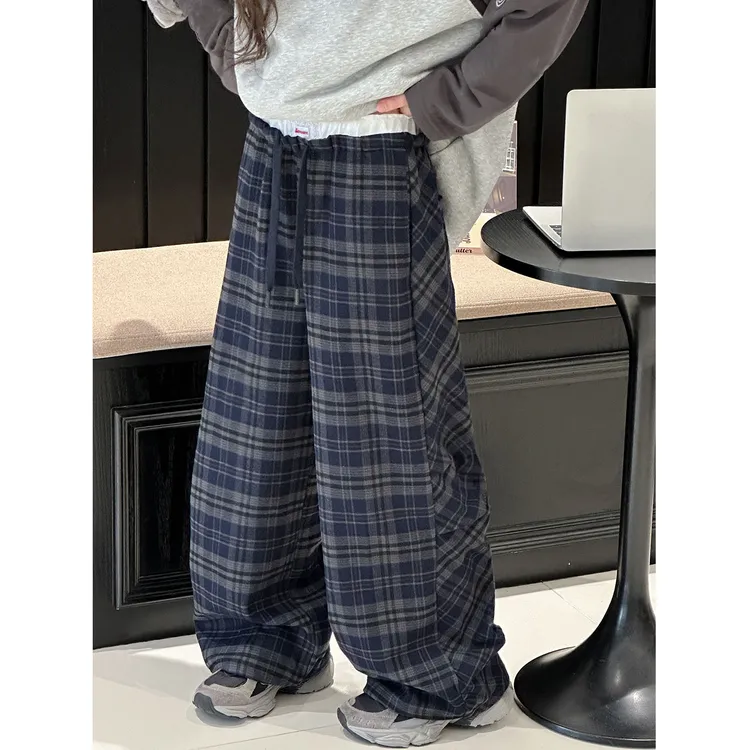 K29762孙小美潮流女童格子休闲裤2025秋装新款儿童裤子春秋阔腿裤