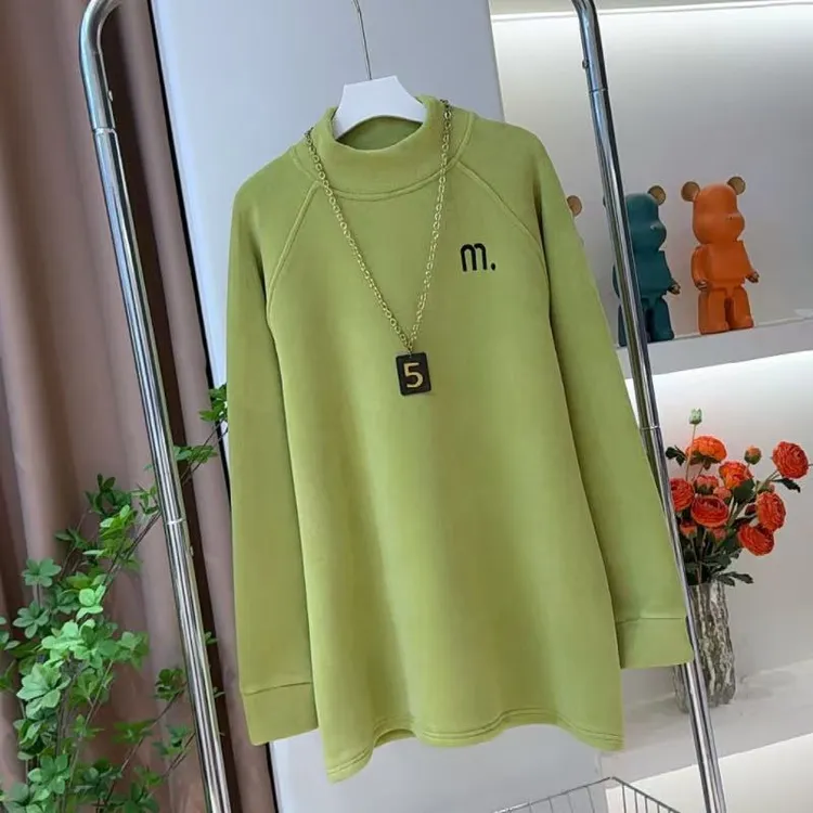 韩系高级感加绒保暖中长款女长袖冬季百搭打底衫加厚