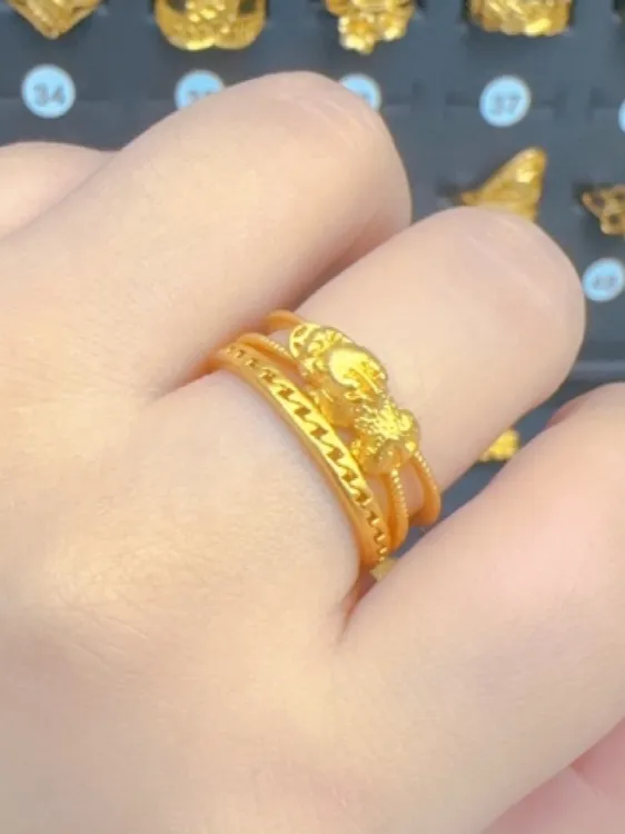 铜合金戒指 时尚简约开口可调节金色戒指秋冬新款28