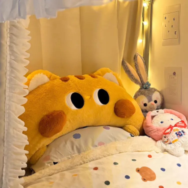 床头软靠垫女生枕头可爱寝室靠背枕床上枕头学生三花猫长条抱枕大