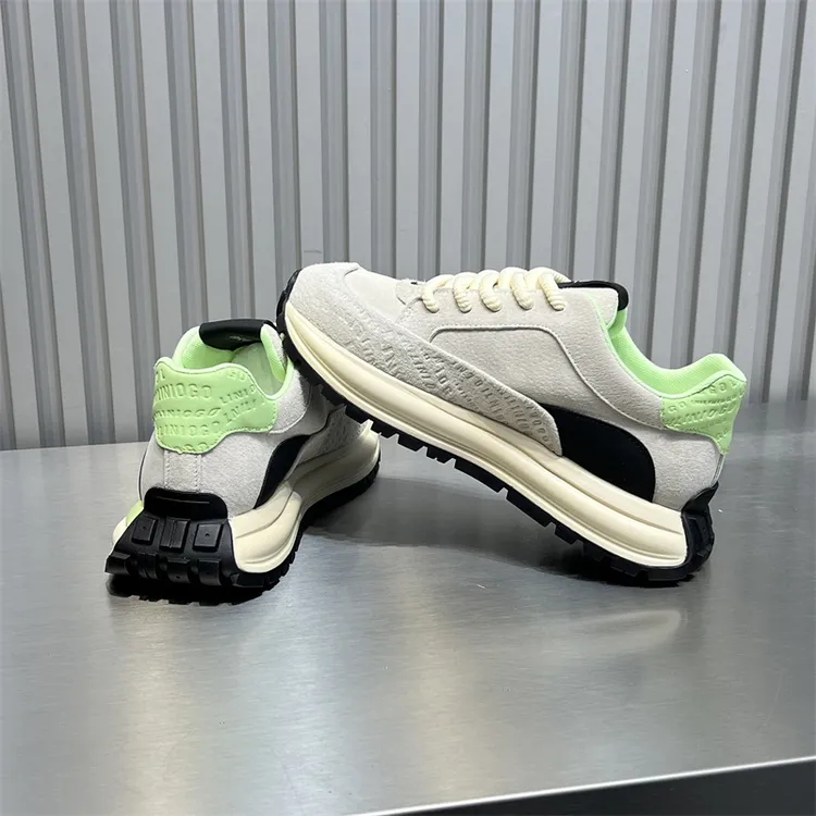 男鞋2025春季新款潮流拼色系带阿甘鞋轻便舒适增高厚底运动休闲鞋