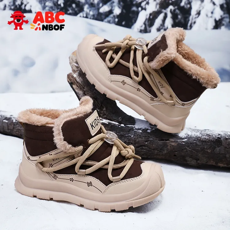 ABC NBOF防水防滑儿童雪地靴2025冬季新款女童男童大棉鞋加绒加厚