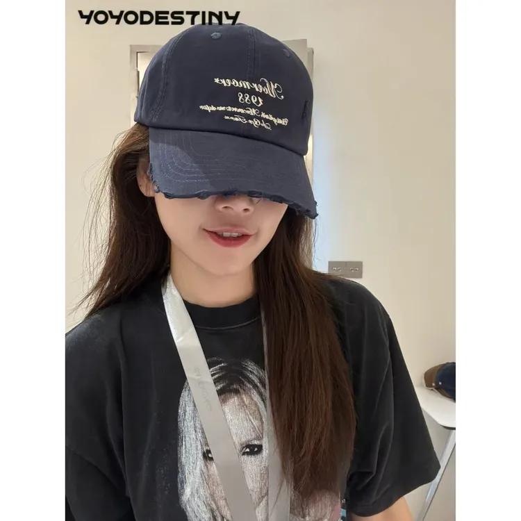 回归初心/美式1988刺绣磨边棒球帽做旧鸭舌帽大帽檐显脸小新款