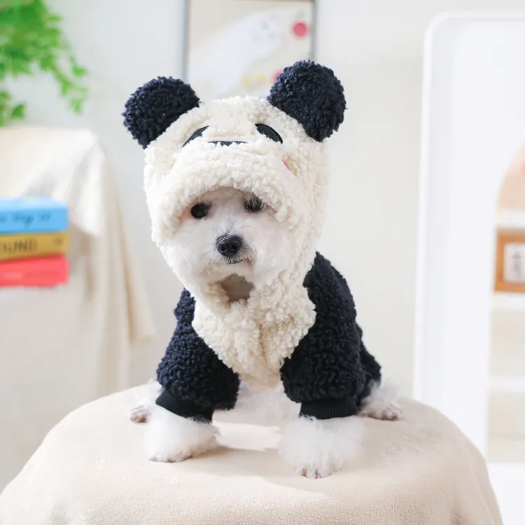 宠物狗狗秋冬加厚保暖加绒福宝宝熊猫变身装泰迪比熊博美猫咪衣服