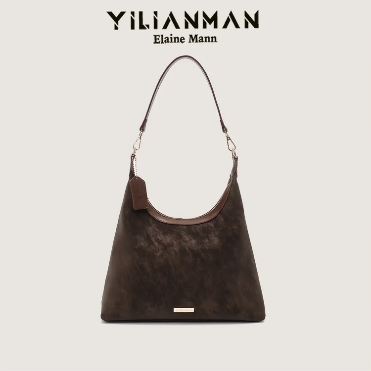 伊莲曼女包原创复古女式软皮托特包单肩腋下包高级小众设计斜挎包