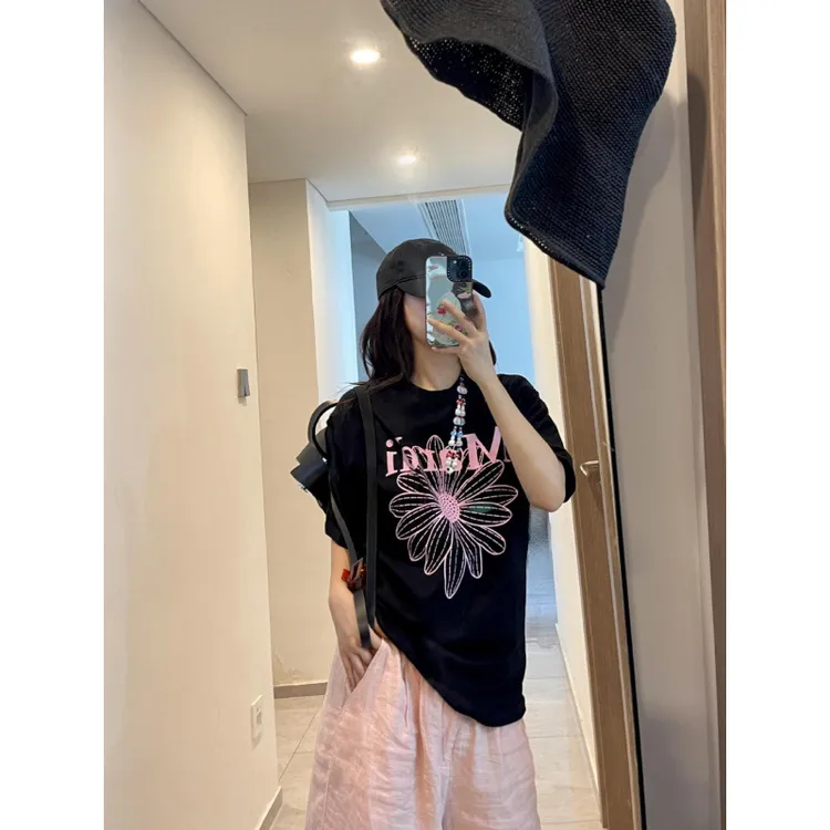 现货韩国潮牌Mardi小雏菊多花印花T恤纯棉宽松显瘦短袖上衣