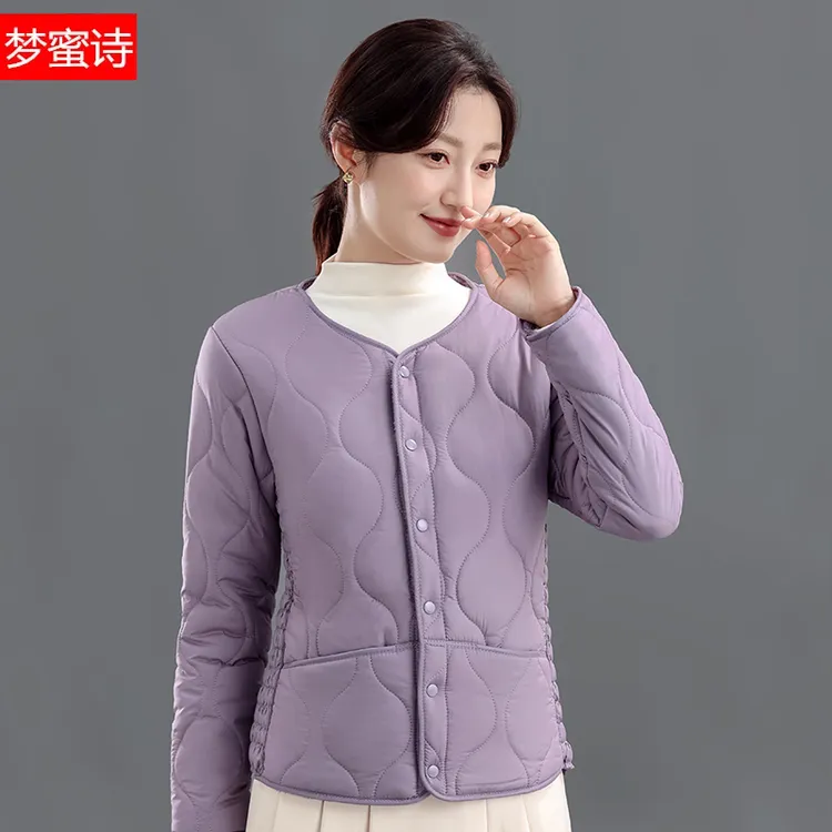 秋冬新款2025女士修身加绒保暖棉内胆短款加厚棉袄中老年轻薄外套