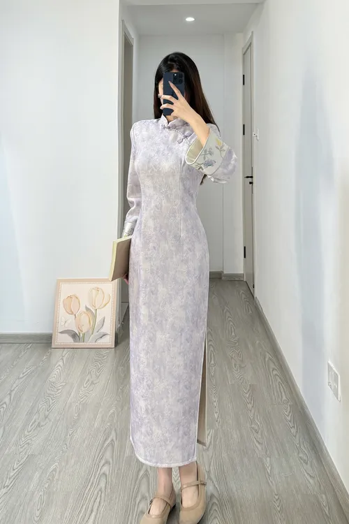 [花月]苏禾旗袍秋冬新款单层加绒改良款长度约120