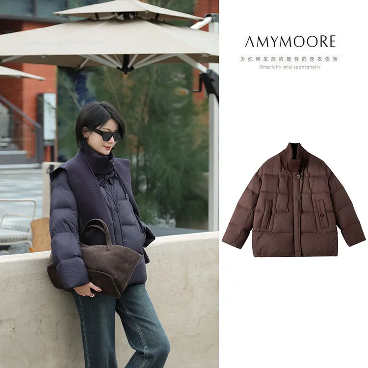 AMYMOORE艾莫尔女装2025年冬季羽绒服白鸭绒保暖休闲百搭461777