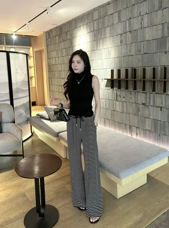 【田姜女装 】新款条纹裤上衣两件套