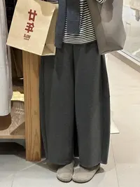 推荐！秋冬季新款慵懒风高腰弯刀阔腿九分奶皮休闲裤女装宽松显瘦