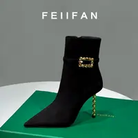 【现货】弹力瘦瘦靴2025秋冬新款细跟高级感尖头法式高跟短靴7705