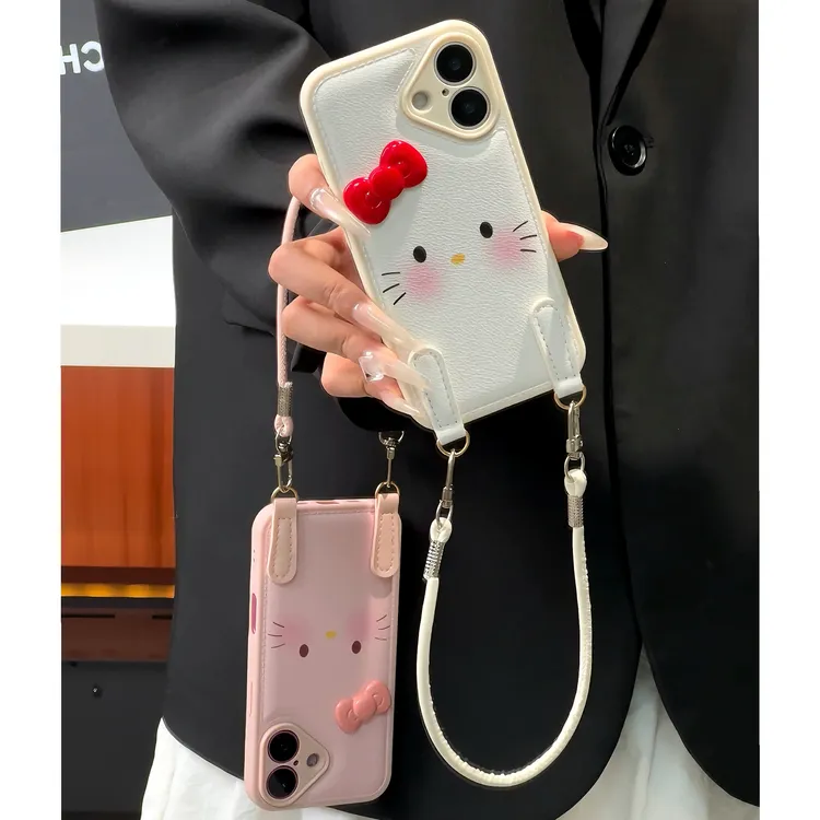 雅天立简约KT挂绳适用iPhone16/15苹果气垫手机壳华为vivoppo小米