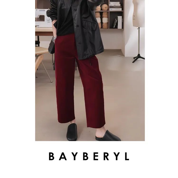  BAYBERYL老贝香蕉灯芯绒*细条宽松挺括秋休闲裤9XXK5H1222-8/13