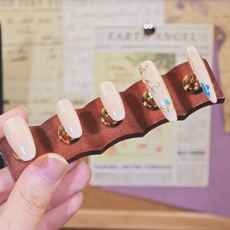 【金枝玉叶】国风爆款猫眼金闪花轻奢高级感手绘显白穿戴甲冰透14指