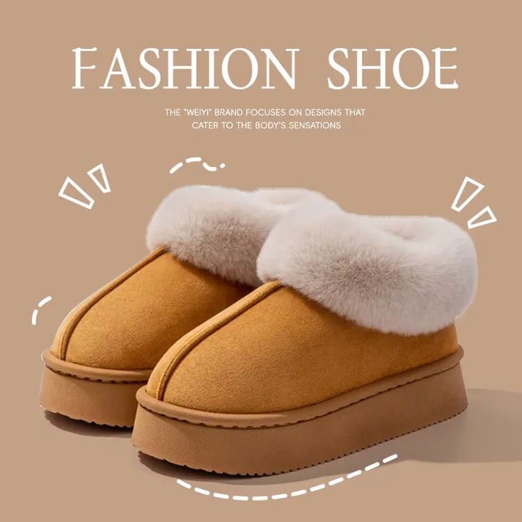 冬季雪地靴女居家保暖厚底防滑耐磨防臭外穿时尚百搭加绒棉鞋爆款