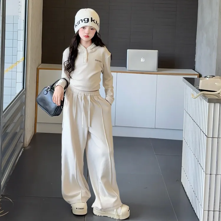 女童秋装套装2025新款女孩儿童洋气时髦中大童春秋运动卫衣两件套