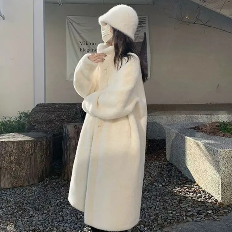 人造皮草 中长款立领长袖人造皮草大衣气质网红高端皮草