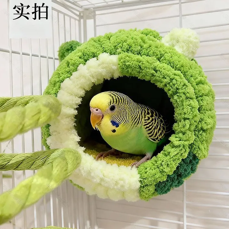鹦鹉鸟窝保暖防寒加厚球形防冻保暖毛绒手工编织鸟窝过冬悬挂神器